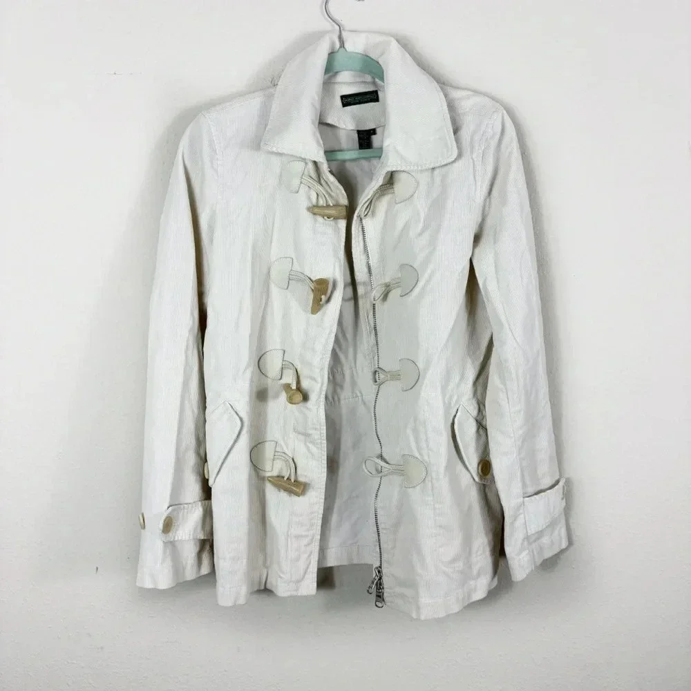 Lauren Ralph Lauren Jeans Company Corduroy Jacket Womens in Ivory Zip Toggle M - Picture 3 of 12